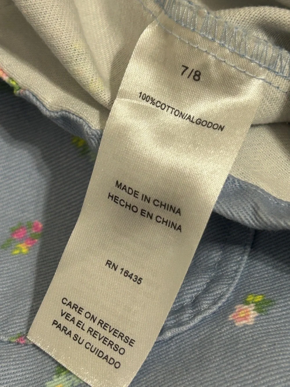 TAHARI Girl’s Blue & Pink  Floral Jacket Cotton Denim Shacket Size 7/8